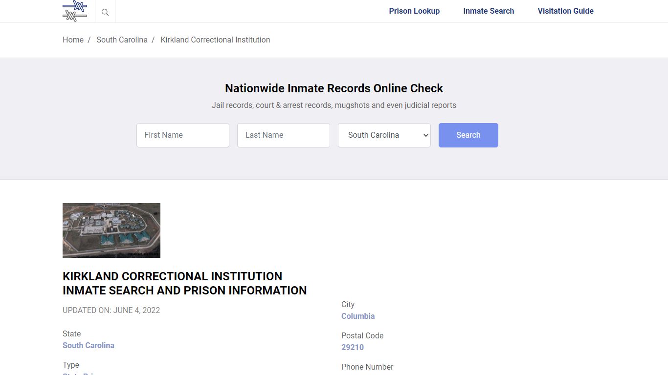 Kirkland Correctional Institution Inmate Search ...